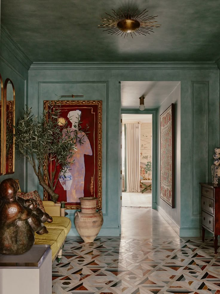 The Art of Layering Entryways: First Impressions with Framed Silk Artwork and Natural Timber