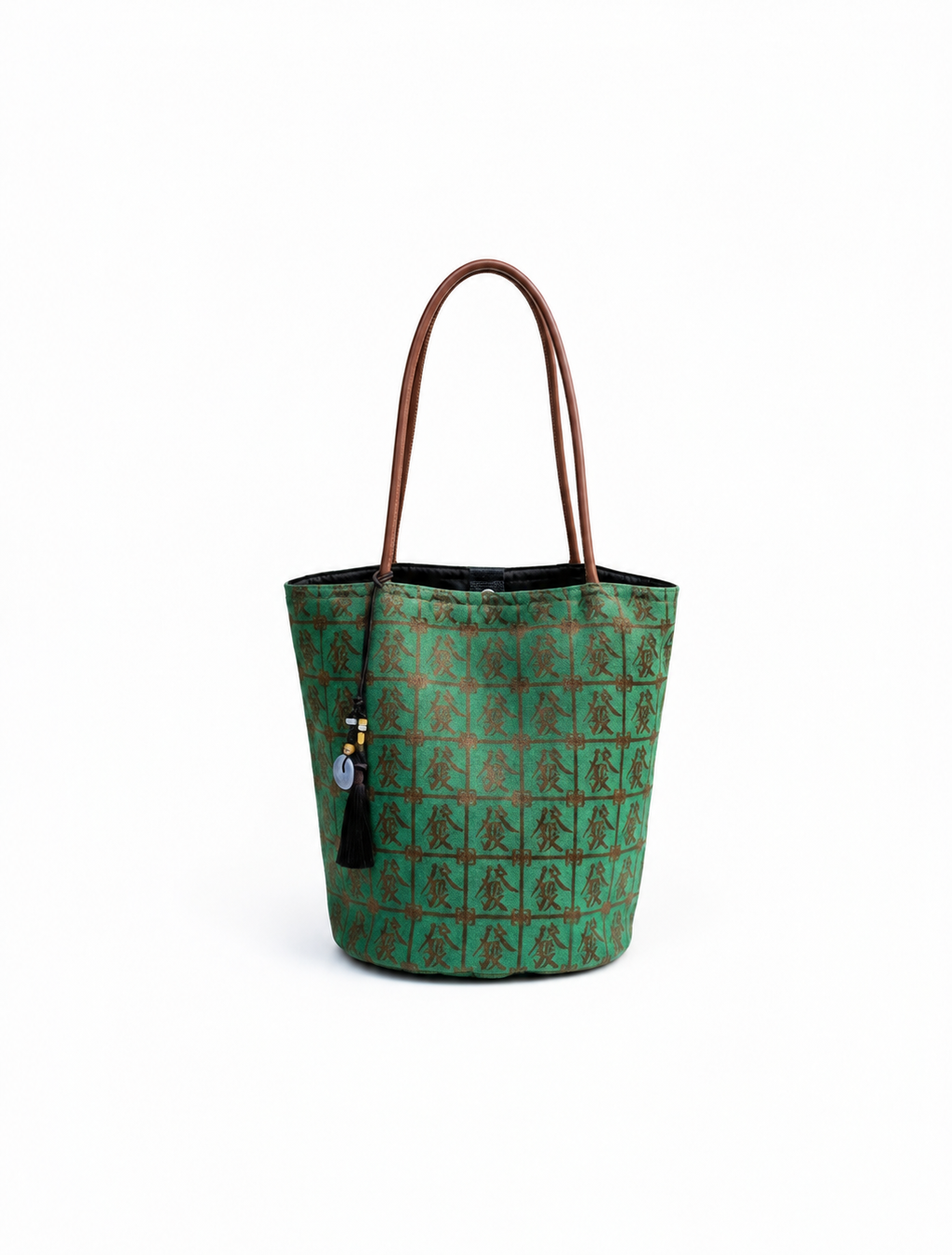 "Prosperity" Emerald Jacquard Bucket Bag
