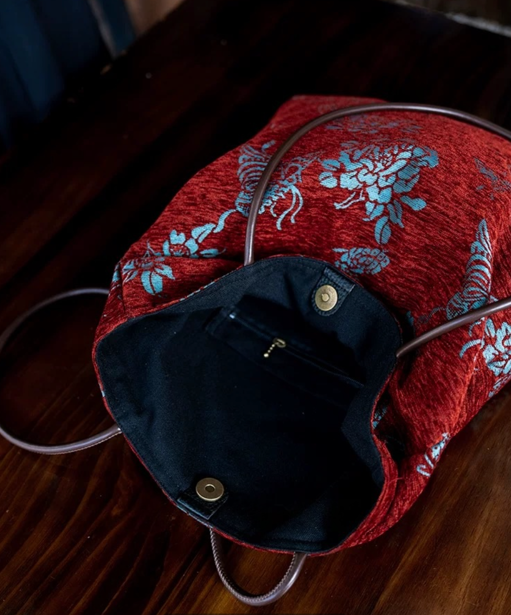 Crimson Butterfly Jacquard Tote