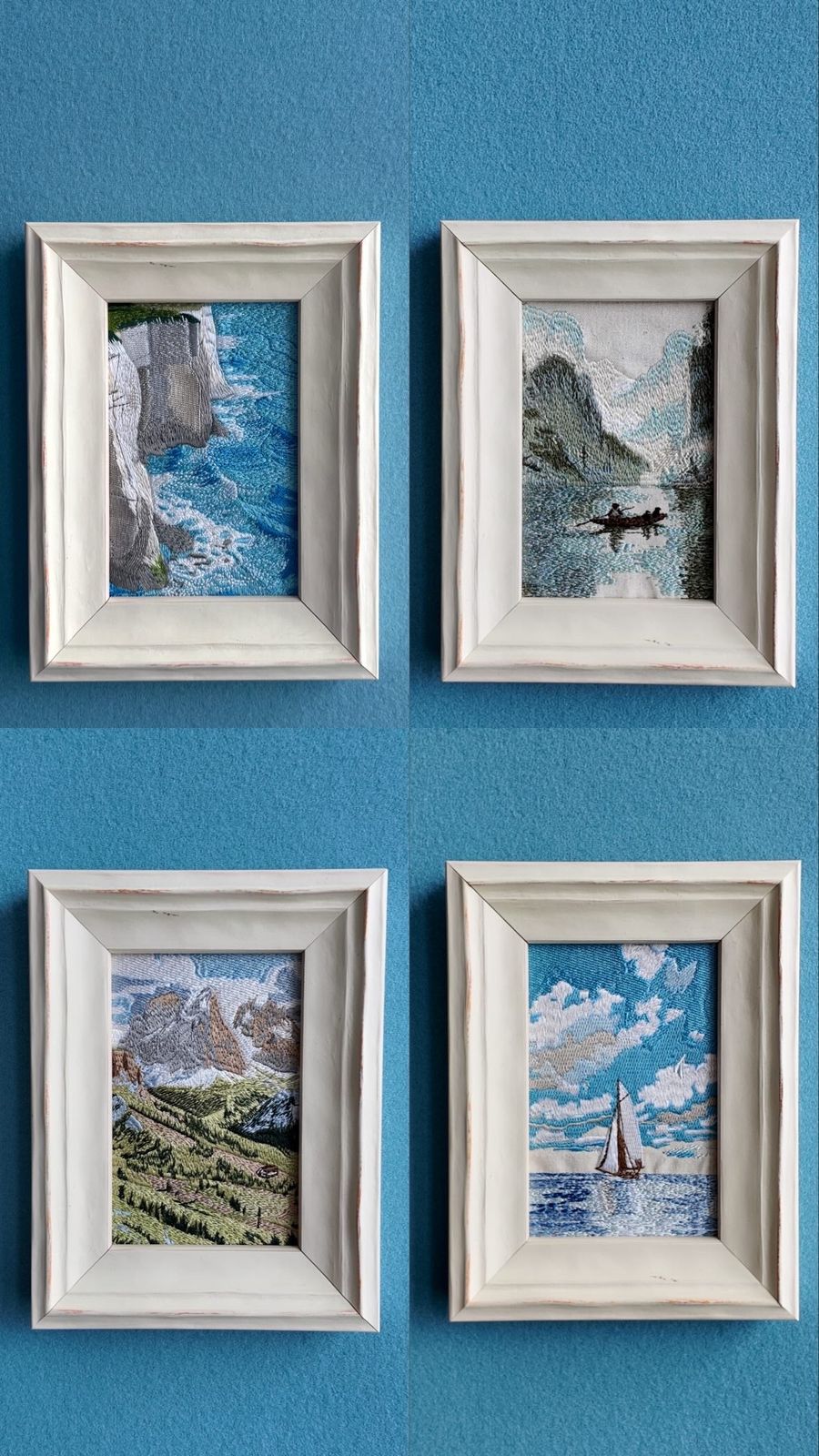 Framed Landscape Embroidery Art (Set of 4) | Needle Talks Art