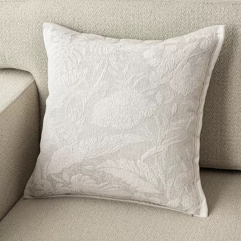 Tropical Palm Leaf Chenille Jacquard Cushion Cover
