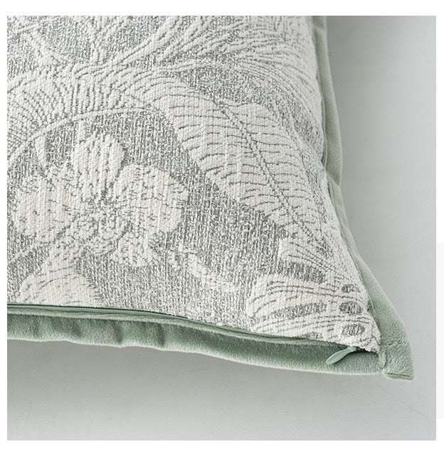 Tropical Palm Leaf Chenille Jacquard Cushion Cover