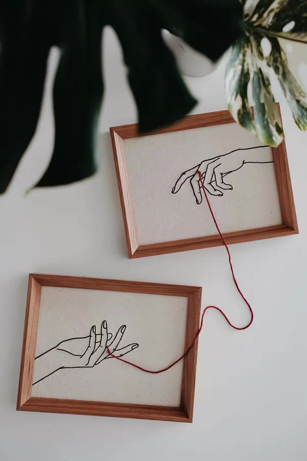 Threads of Connection – Framed Embroidery Wall Art Set of 2