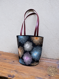 Midnight in Bloom – Firework Embroidered Shoulder Bag, Colorful Black Tote