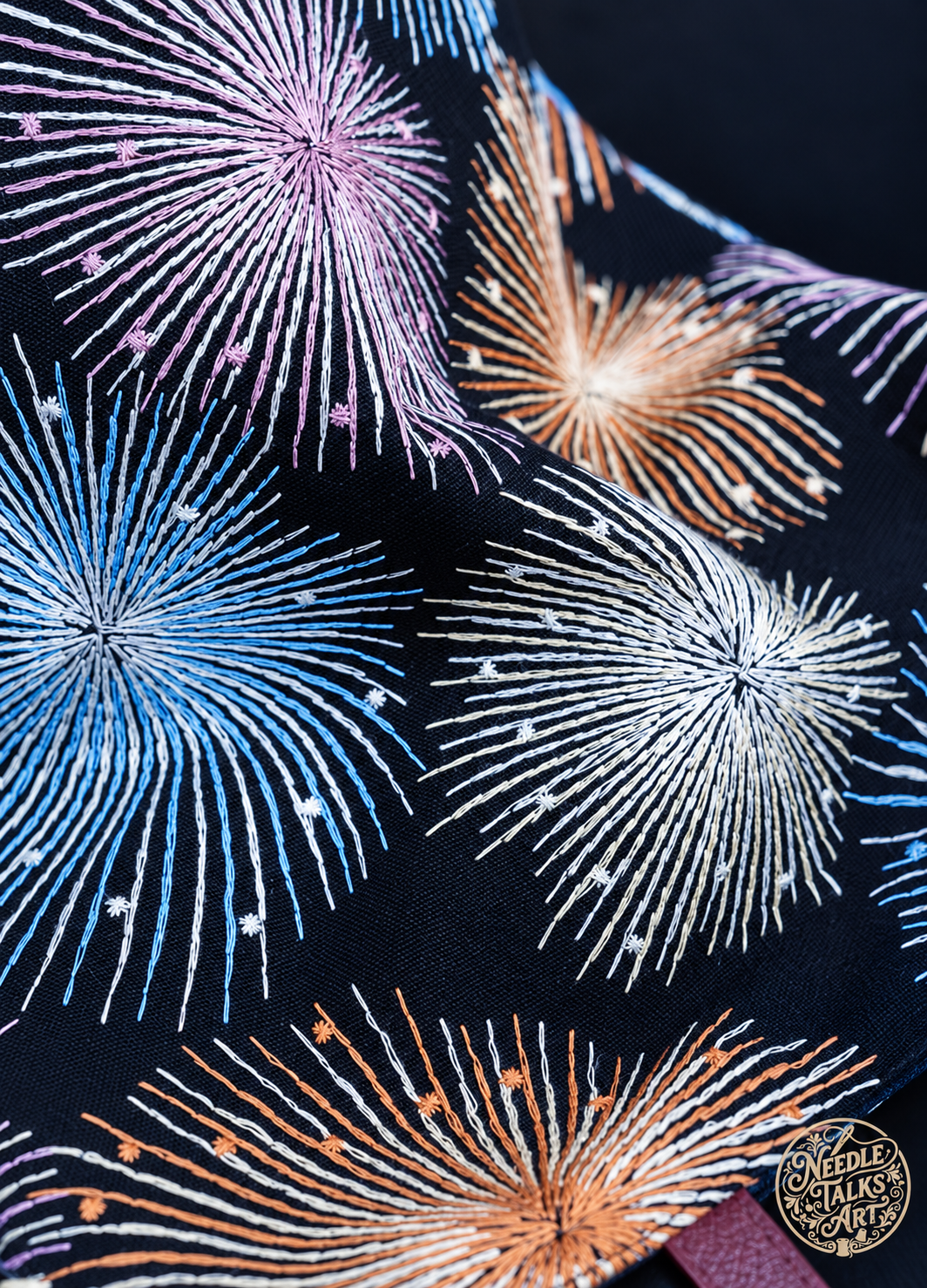 Midnight in Bloom – Firework Embroidered Shoulder Bag, Colorful Black Tote