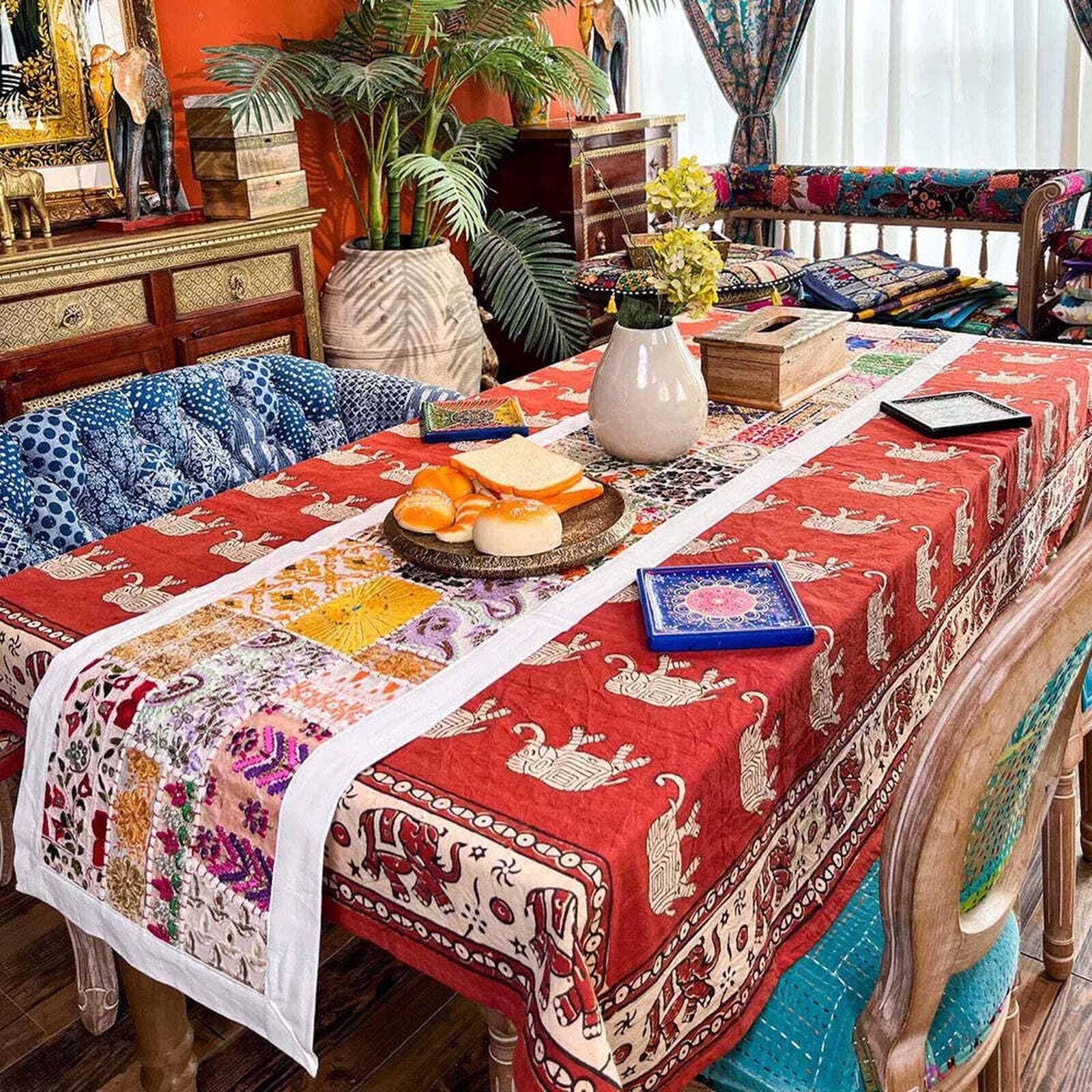 Embroidered Patchwork Table Runner