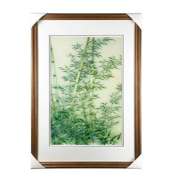 Hand-Embroidered Silk Bamboo Wall Decor