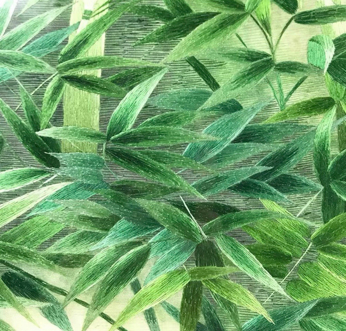 Hand-Embroidered Silk Bamboo Wall Decor