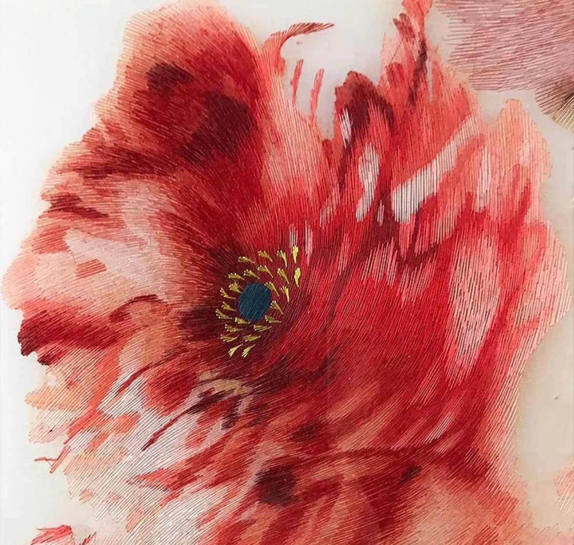 Artisanal Silk Embroidery Wall Art: "Harmony of Peony and Songbird"