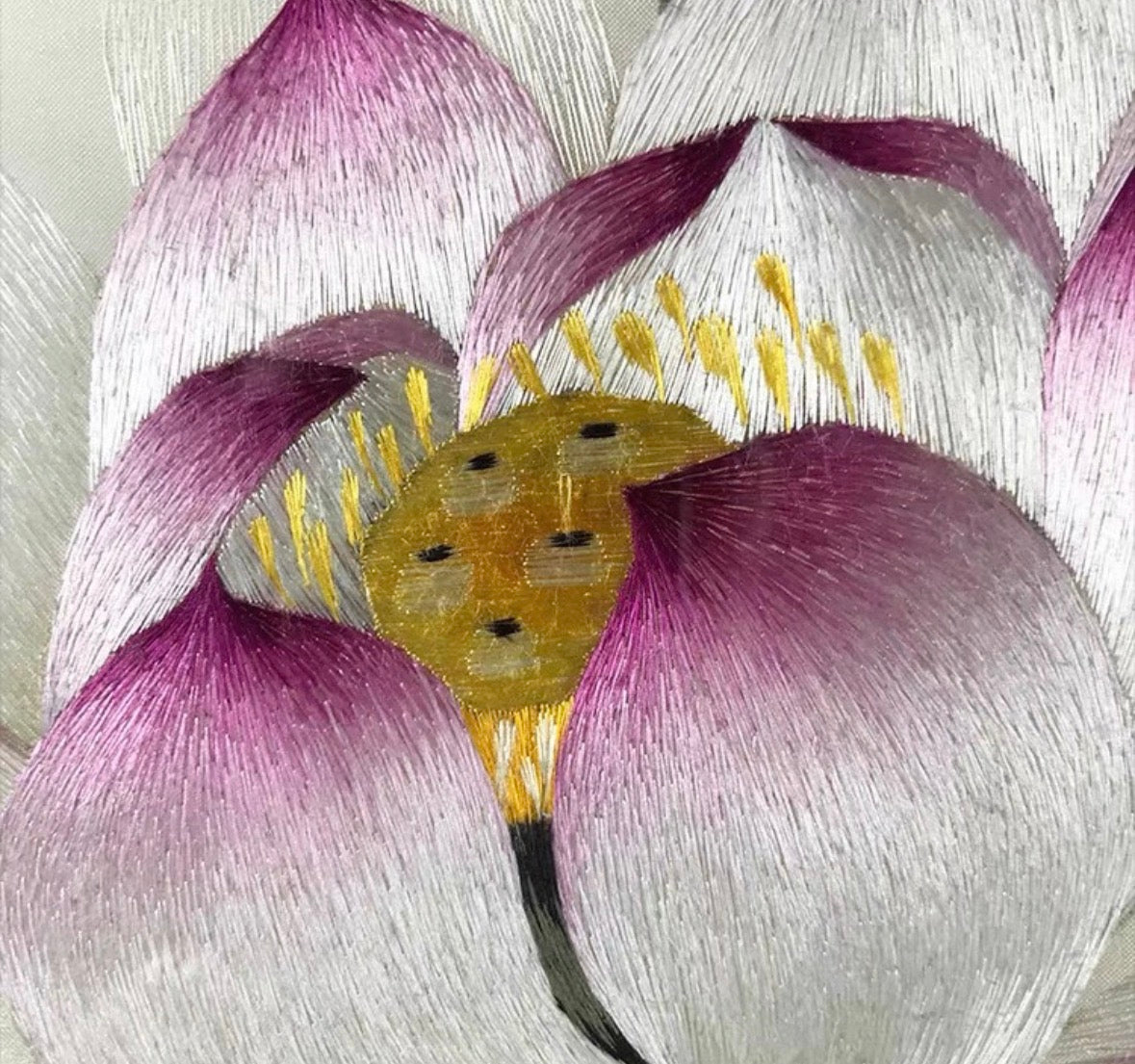 Zen Serenity: Hand-Embroidered "Ethereal Lotus" Silk Art (Core only)