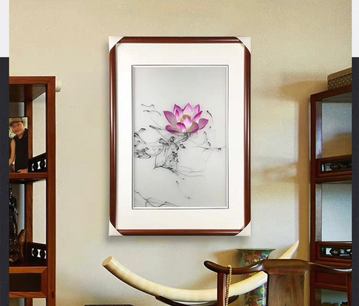 Lotus Zen spirit wall hanging art. it's embodied and double sided embroidery art. 