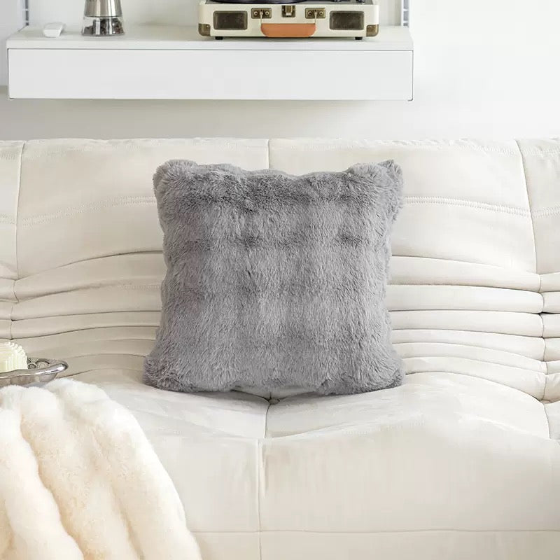 Cloud-Soft Faux Rabbit Fur Cushion Cover