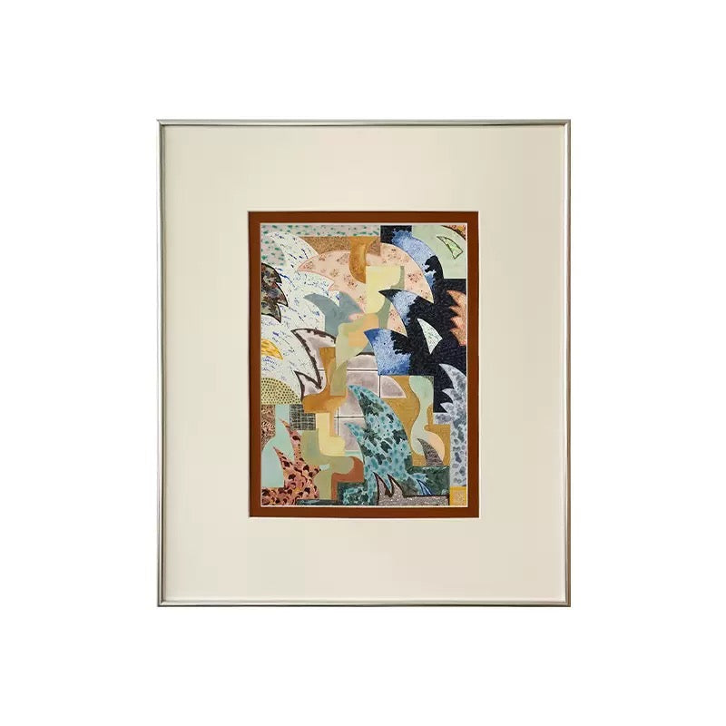 Modern Abstract Geometric Canvas Print in Silver Aluminum Frame