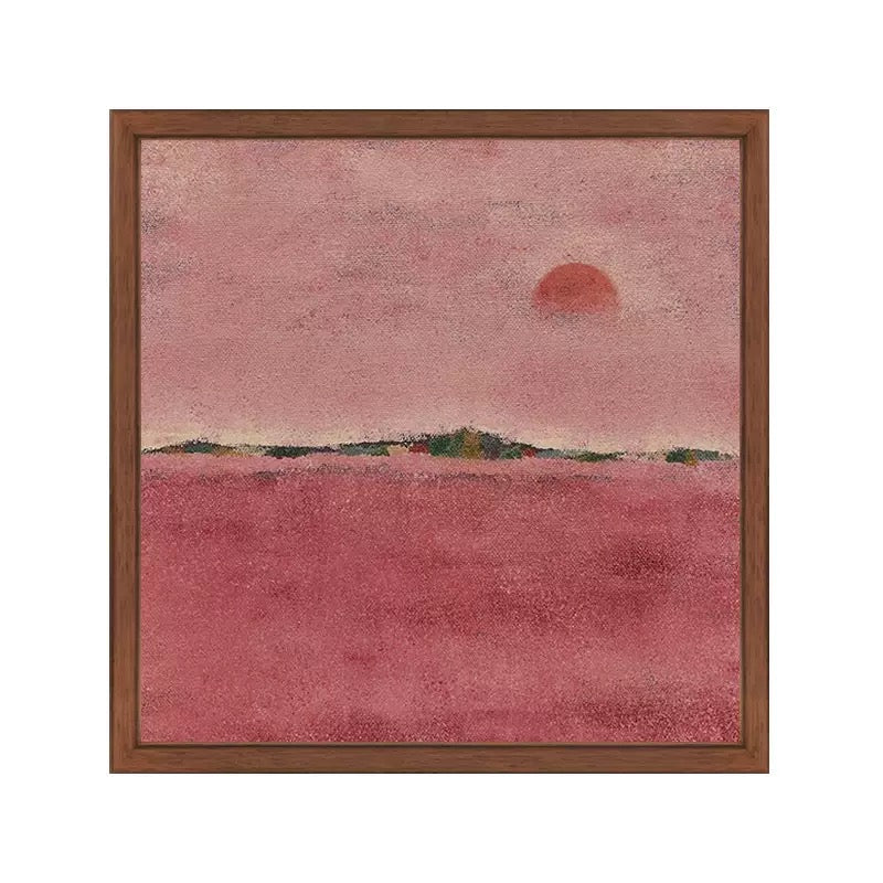 Hand-Painted Impressionist Garden Oil Painting in Walnut-Finish Frame