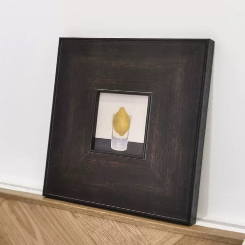 Minimalist Surrealist Lemon Print in Walnut Color Frame