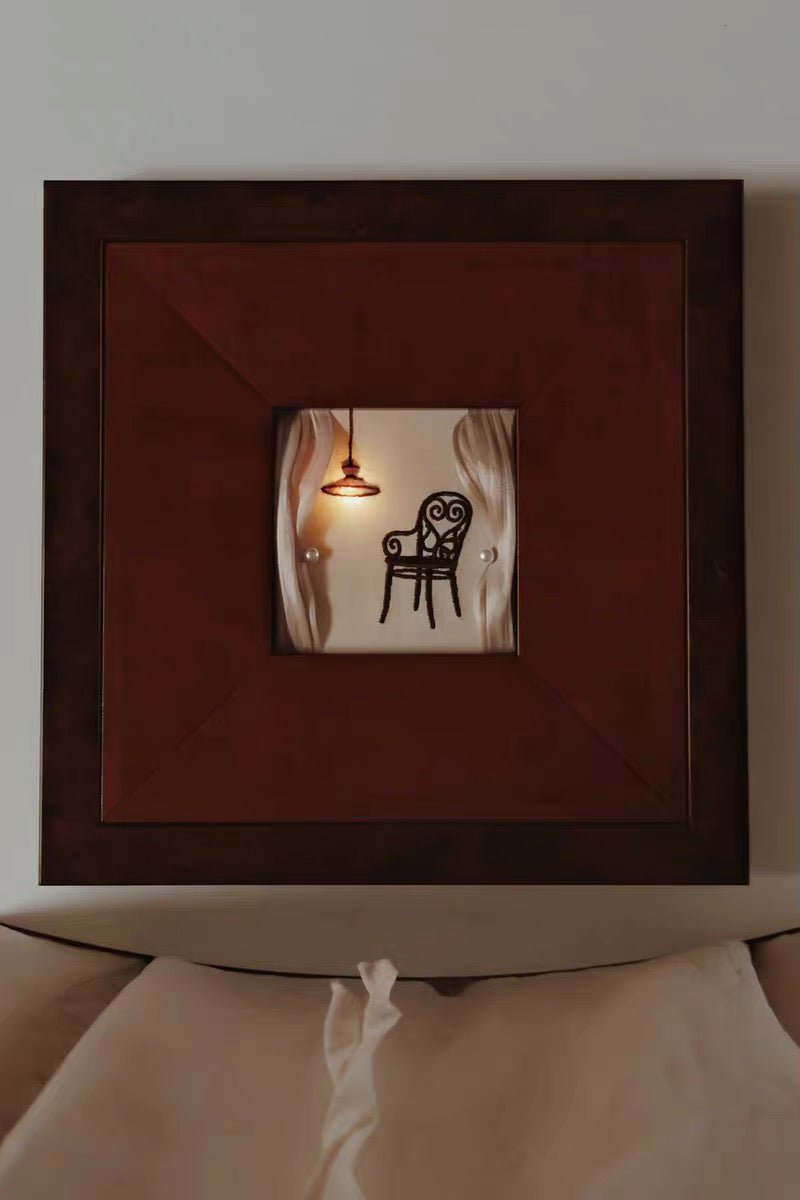 "A Cozy Corner" Interactive Illuminated Framed Embroidery Art with LED Light