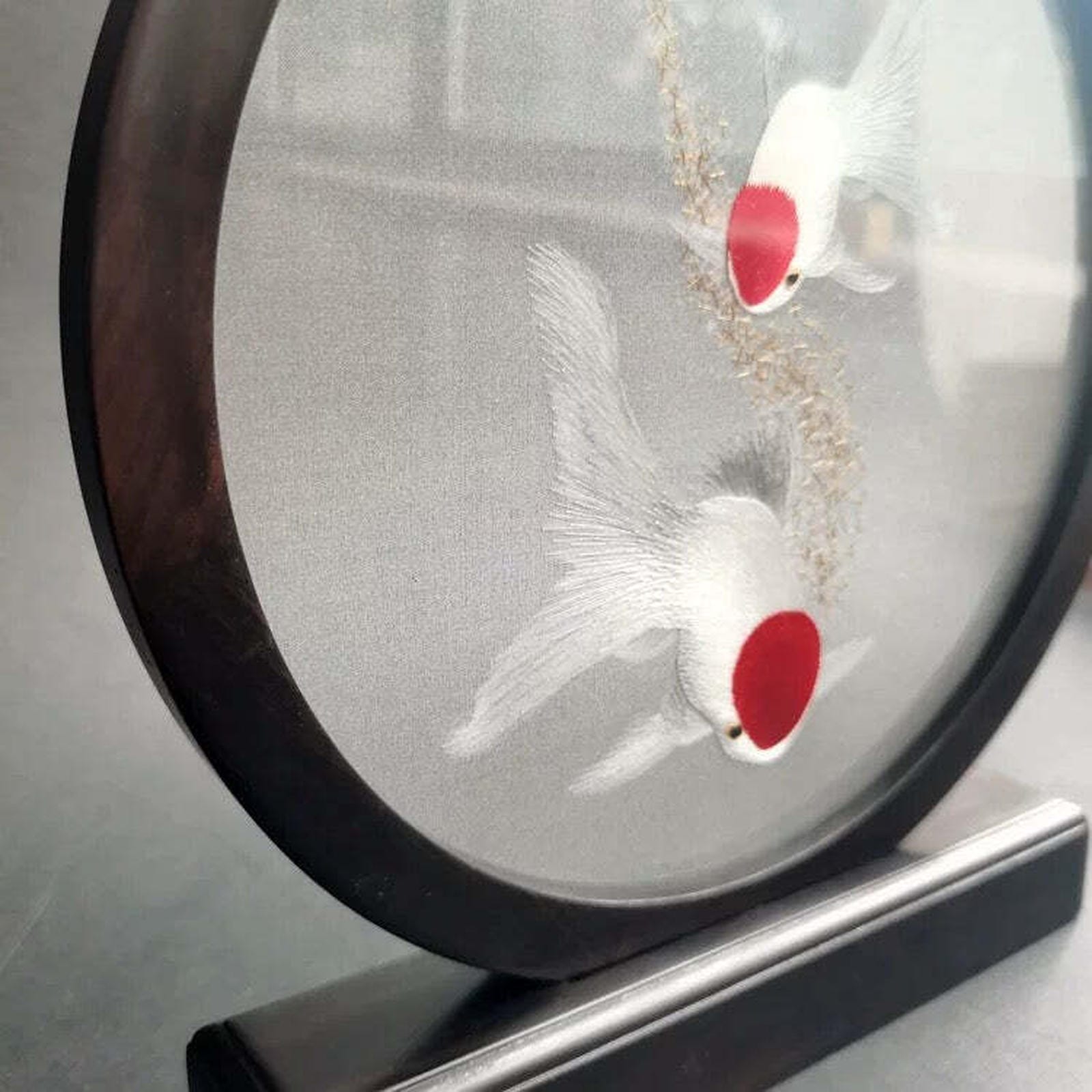 Double-sided Framed Goldfish Silk Embroidery for Good Luck - Unique Asian Art