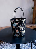 Where Butterflies Wander | Butterfly Tapestry Tote Bag, Black Floral-Inspired Handbag